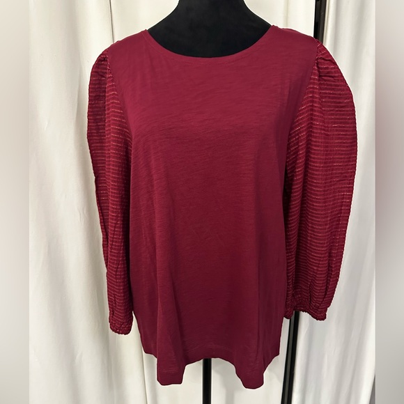 ⭐️ 2 for $10 Loft Shimmer Tie Back Mixed Media Top - Picture 4 of 11